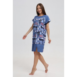 Туника женская 526 кулирка (последний размер) синий-розовый-кубик 60-62 Туника женская 526 кулирка (последний размер) синий-розовый-кубик 60-62