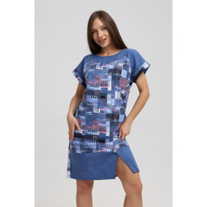 Туника женская 526 кулирка (последний размер) синий-розовый-кубик 60-62 Туника женская 526 кулирка (последний размер) синий-розовый-кубик 60-62