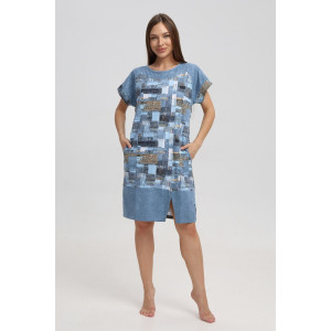 Туника женская 526 кулирка (последний размер) серый-горчичный-кубик 52-54 Туника женская 526 кулирка (последний размер) серый-горчичный-кубик 52-54