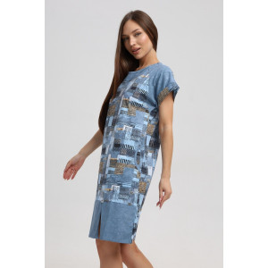 Туника женская 526 кулирка (последний размер) серый-горчичный-кубик 52-54 Туника женская 526 кулирка (последний размер) серый-горчичный-кубик 52-54