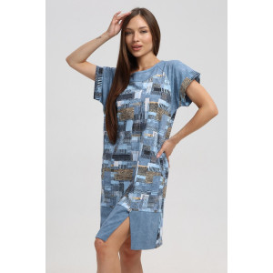 Туника женская 526 кулирка (последний размер) серый-горчичный-кубик 52-54 Туника женская 526 кулирка (последний размер) серый-горчичный-кубик 52-54