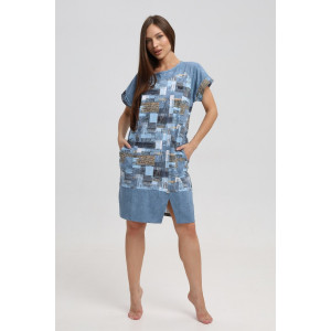 Туника женская 526 кулирка (последний размер) серый-горчичный-кубик 52-54 Туника женская 526 кулирка (последний размер) серый-горчичный-кубик 52-54