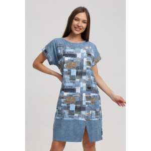 Туника женская 526 кулирка (последний размер) серый-горчичный-кубик 52-54 Туника женская 526 кулирка (последний размер) серый-горчичный-кубик 52-54