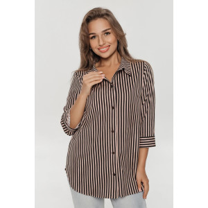 Туника женская "Жанетта" кулирка (последний размер) полоса кофе 52