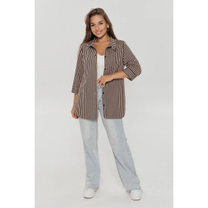 Туника женская "Жанетта" кулирка (последний размер) полоса кофе 52
