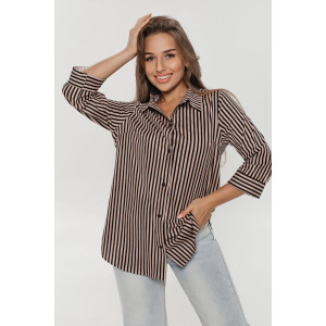Туника женская "Жанетта" кулирка (последний размер) полоса кофе 52