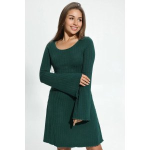 Платье женское "Энрика" лапша широкий рубчик (последний размер) изумруд 50-52