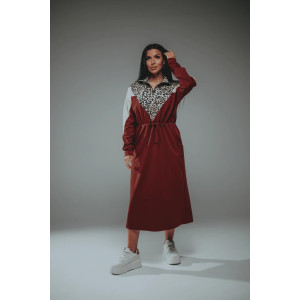 Платье женское "Одри" футер 2-х нитка с лайкрой пенье (последний размер) марсала 50-52,54-56