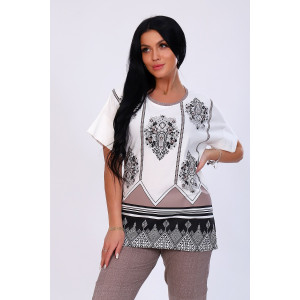 Костюм двойка женский №65015 кулирка (последний размер) бежевый 48,60