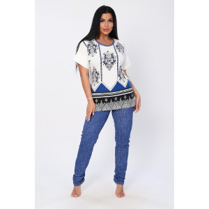 Костюм двойка женский №65015 кулирка (последний размер) джинс 46