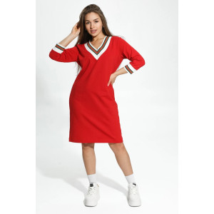 Платье женское "Гламур" футер 2-х нитка (последний размер) алый 48,52