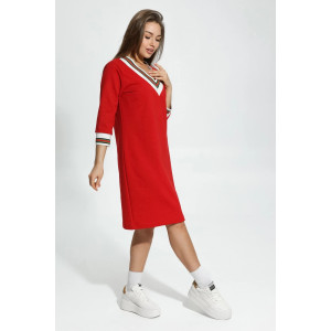 Платье женское "Гламур" футер 2-х нитка (последний размер) алый 48,52