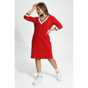 Платье женское "Гламур" футер 2-х нитка (последний размер) алый 48,52