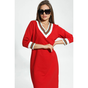 Платье женское "Гламур" футер 2-х нитка (последний размер) алый 48,52