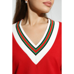 Платье женское "Гламур" футер 2-х нитка (последний размер) алый 48,52