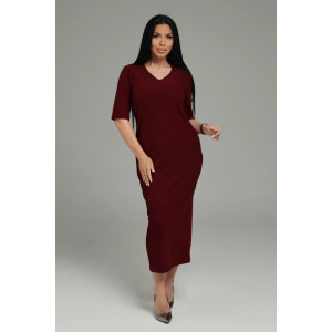 Костюм двойка женский "Леди" (платье и кардиган) кашемир лапша (последний размер) бордо 52-54