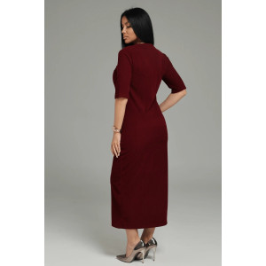 Костюм двойка женский "Леди" (платье и кардиган) кашемир лапша (последний размер) бордо 52-54