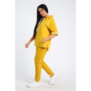 Костюм двойка женский №78523 футер с лайкрой 2-х нитка (последний размер) банан 62