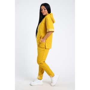 Костюм двойка женский №78523 футер с лайкрой 2-х нитка (последний размер) банан 62