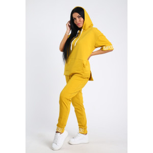 Костюм двойка женский №78523 футер с лайкрой 2-х нитка (последний размер) банан 62