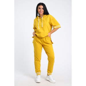 Костюм двойка женский №78523 футер с лайкрой 2-х нитка (последний размер) банан 62