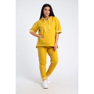 Костюм двойка женский №78523 футер с лайкрой 2-х нитка (последний размер) банан 62