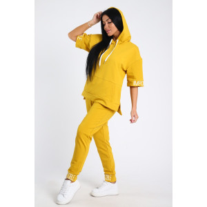 Костюм двойка женский №78523 футер с лайкрой 2-х нитка (последний размер) банан 62