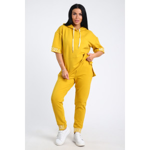 Костюм двойка женский №78523 футер с лайкрой 2-х нитка (последний размер) банан 62