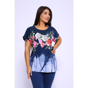 Костюм двойка женский №65072 кулирка (последний размер) синий 58