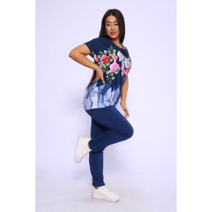 Костюм двойка женский №65072 кулирка (последний размер) синий 58