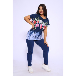 Костюм двойка женский №65072 кулирка (последний размер) синий 58