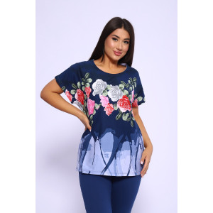 Костюм двойка женский №65072 кулирка (последний размер) синий 58