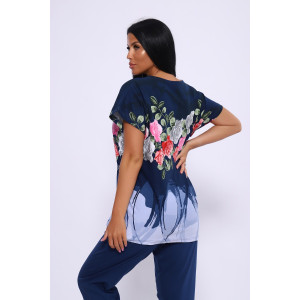 Костюм двойка женский №65072 кулирка (последний размер) синий 58