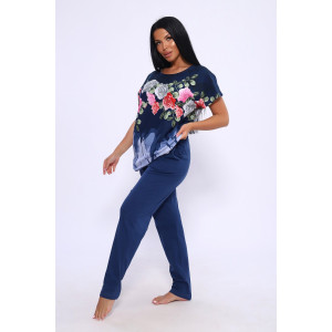 Костюм двойка женский №65072 кулирка (последний размер) синий 58