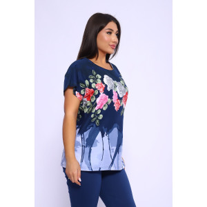 Костюм двойка женский №65072 кулирка (последний размер) синий 58