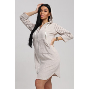 Халат женский 321 махра (последний размер) бежевый-коричневый 46