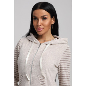 Халат женский 321 махра (последний размер) бежевый-коричневый 46