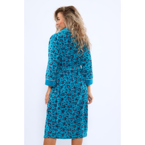 Халат женский 178 велюр (последний размер) бирюзовый-красный-белый 52,60