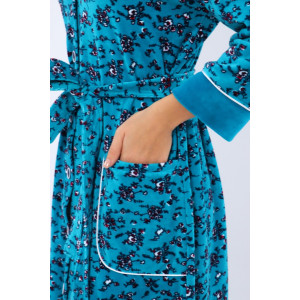 Халат женский 178 велюр (последний размер) бирюзовый-красный-белый 52,60