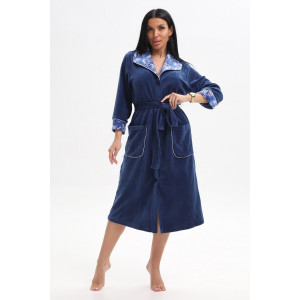 Халат женский 178 велюр (последний размер) индиго-голубой 50