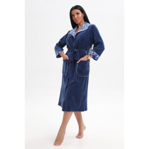 Халат женский 178 велюр (последний размер) индиго-голубой 50