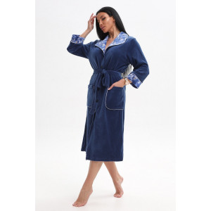 Халат женский 178 велюр (последний размер) индиго-голубой 50