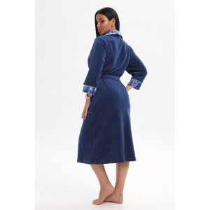 Халат женский 178 велюр (последний размер) индиго-голубой 50