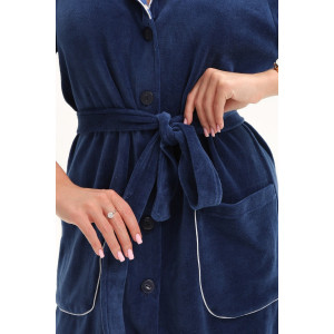 Халат женский 178 велюр (последний размер) индиго-голубой 50