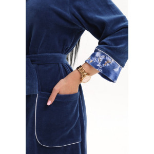 Халат женский 178 велюр (последний размер) индиго-голубой 50