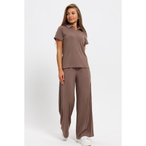 Костюм двойка женский №26009К лапша (последний размер) темно-коричневый 56
