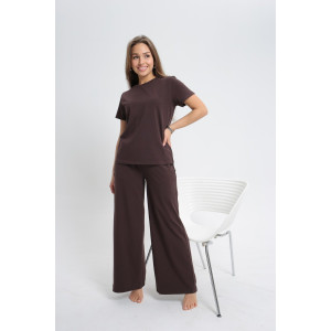 Костюм двойка женский №26006 кулирка (последний размер) темно-коричневый 58