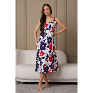 Сарафан женский 576 кулирка (последний размер) белый-бордовый-цветы 48-50,50-52