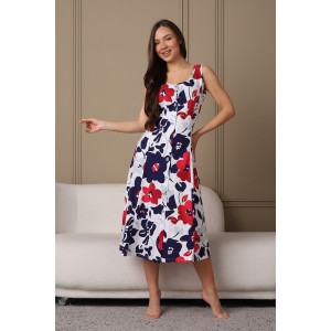 Сарафан женский 576 кулирка (последний размер) белый-бордовый-цветы 48-50,50-52