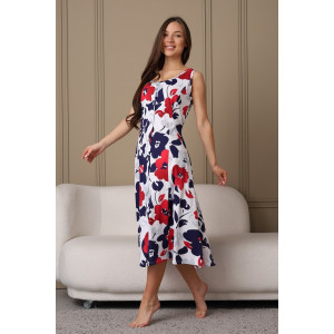 Сарафан женский 576 кулирка (последний размер) белый-бордовый-цветы 48-50,50-52